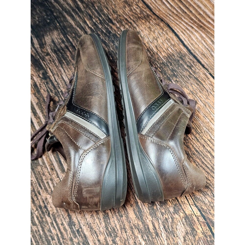 Ecco Fenn Tie Genuine Leather Lace Up Oxford Shoes Brown Black Mens 44/10-10.5 - Picture 9 of 12